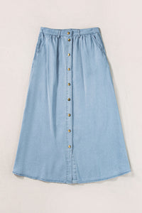 Melody Snap Down High Waist Denim Skirt