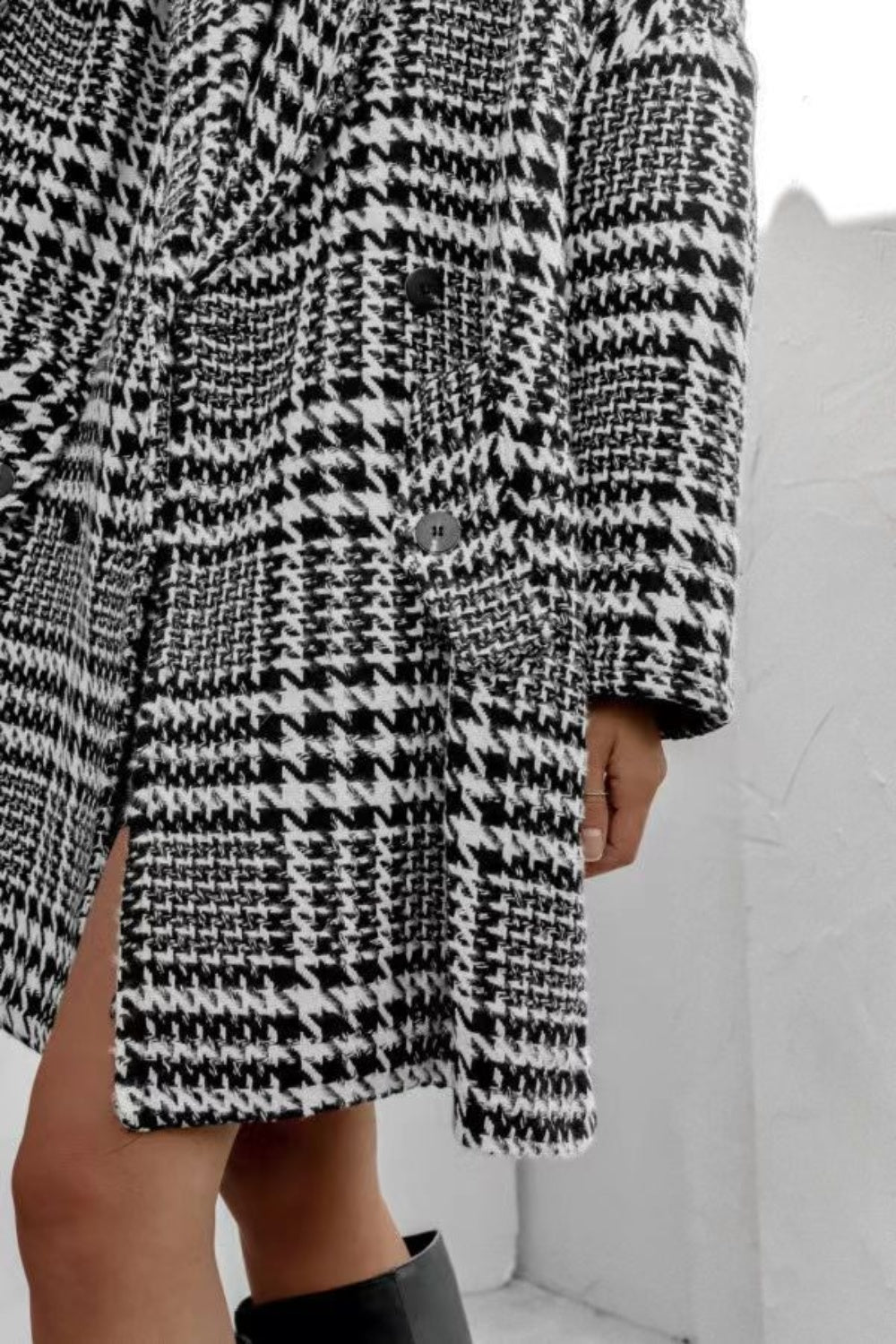 Madeline Houndstooth Coat With Pockets In Multi Colors