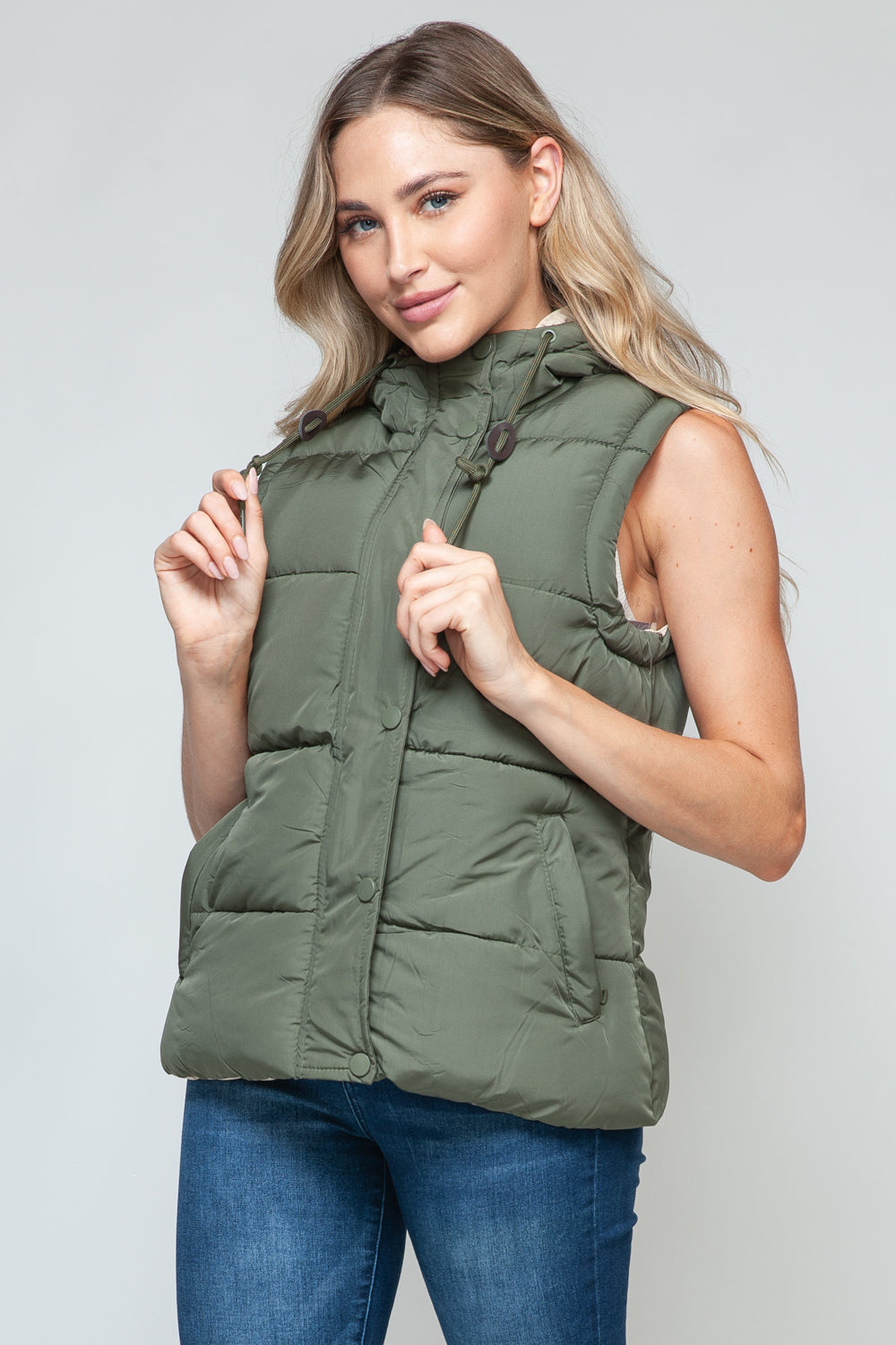 Emery Snap and Zip Closure Hooded Vest