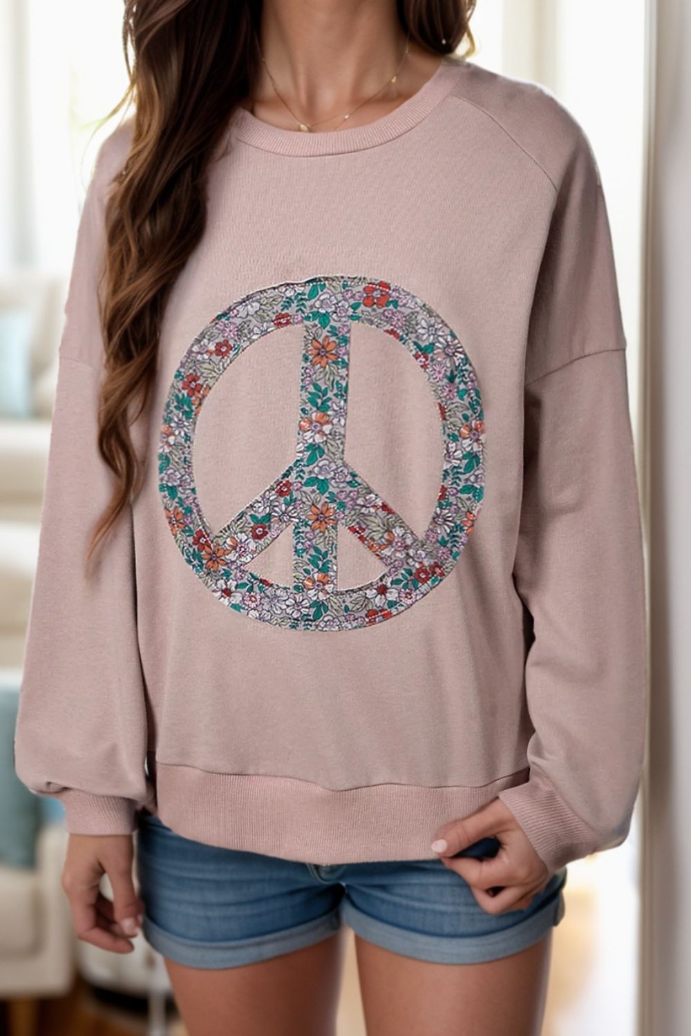 Floral Peace Sign Sweatshirt