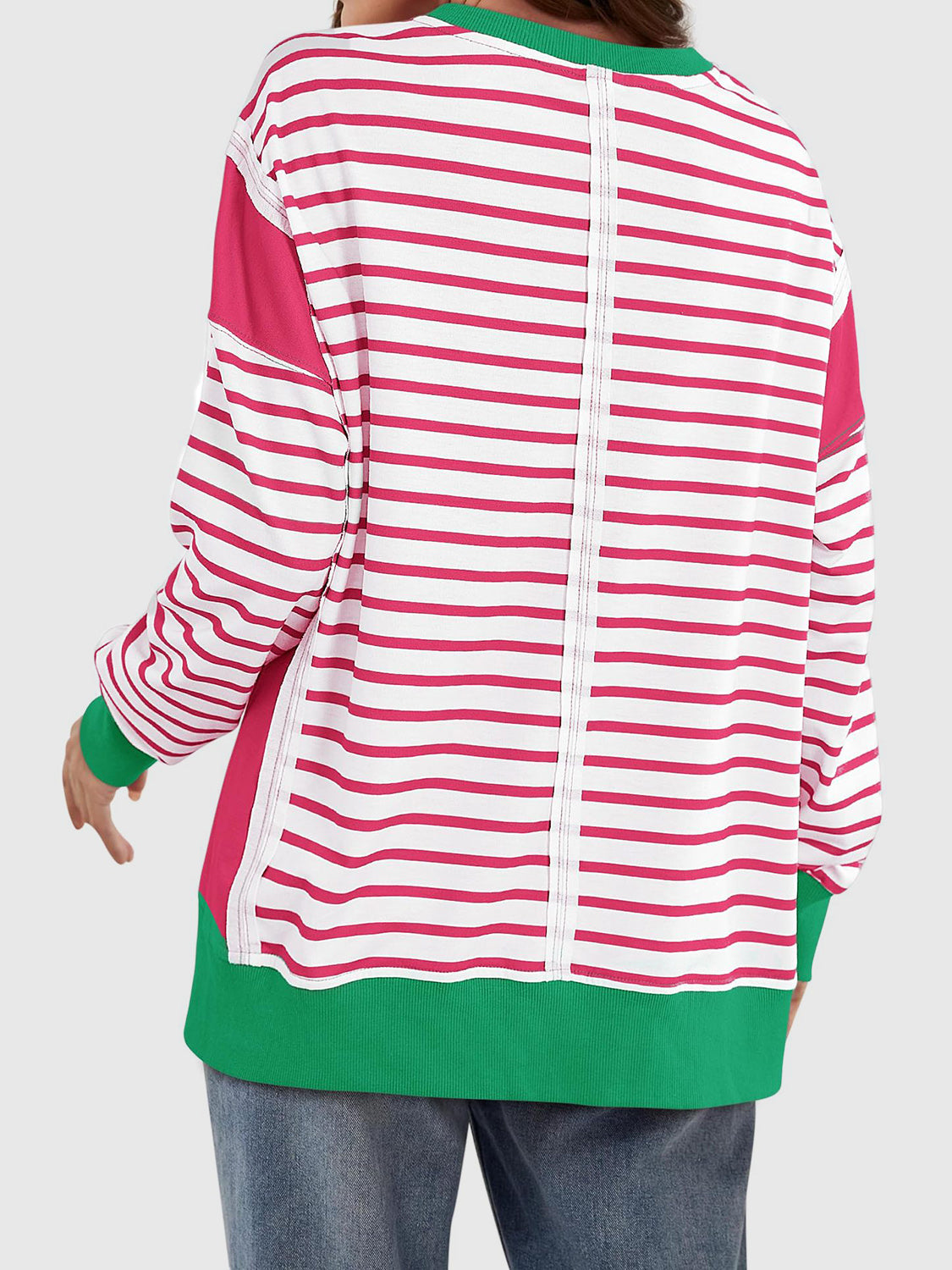 Clara Slit Exposed Seam Striped Sweatshirt In Multi Colors