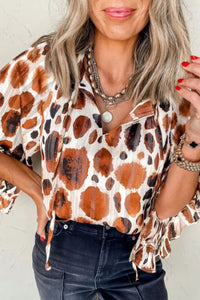 Daphne Tie Neck Three-Quarter Sleeve Blouse