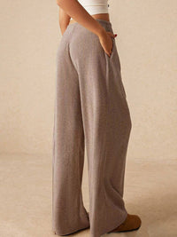 Ribbed Drawstring Wide Leg Pants In Multi Colors