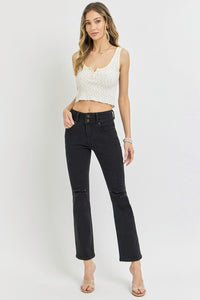 Rachel High Rise Wide Waistband Ankle Bootcut Jeans