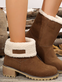 Thermal Fuzzy Block Heel BootsMulti Colors