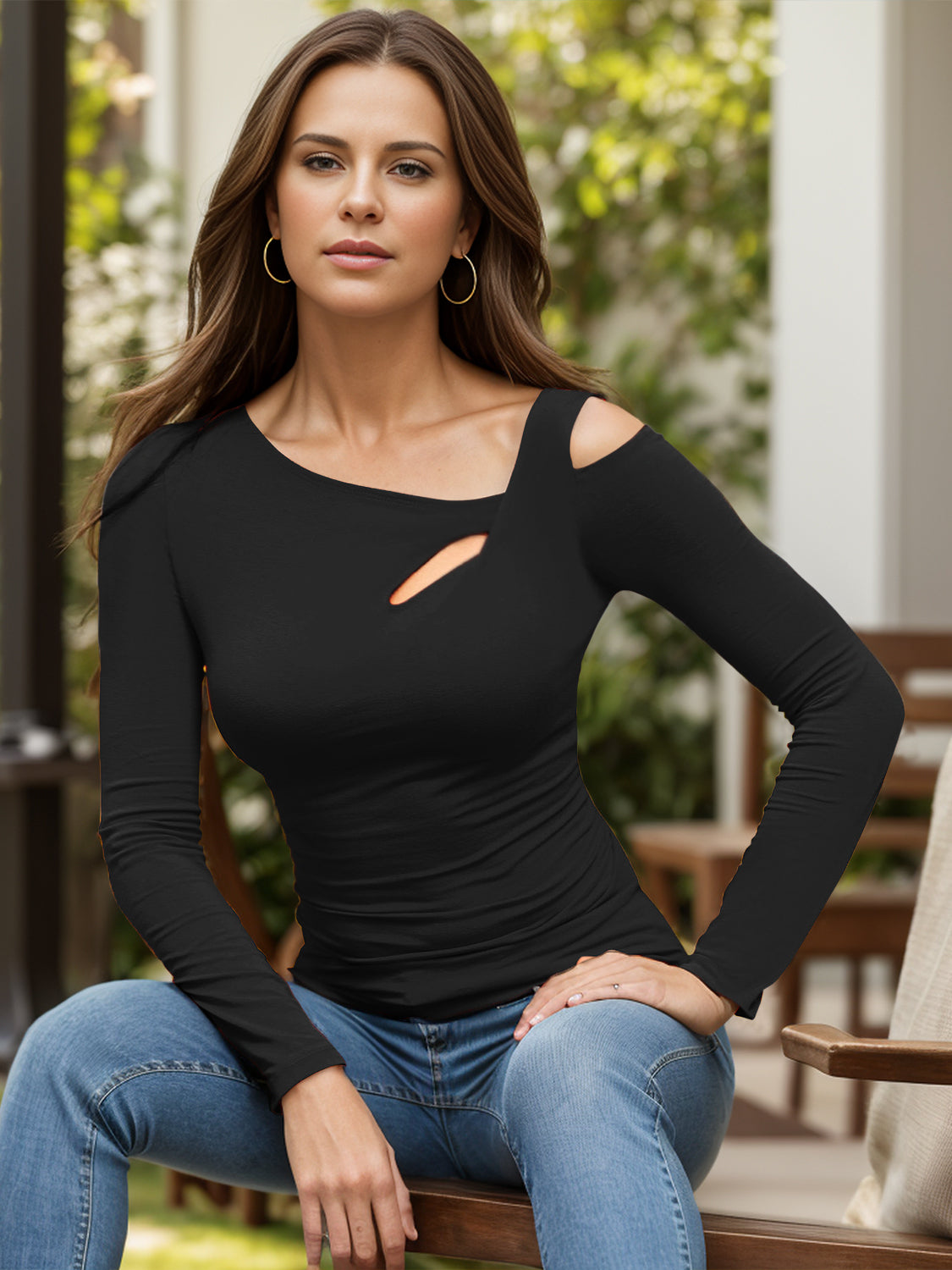 Peyton Asymmetrical Cutout Top In Multi Colors