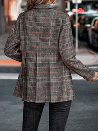 Plaid Button Up Lapel Collar Blazer In Multi Colors