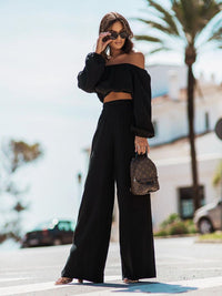 Leah Off Shoulder Top and Pants Set In Multi Colors