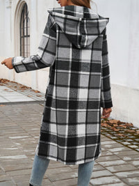 Morgan Plaid Hooded Coat In Multi Colors