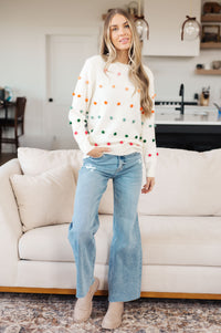 Candy Buttons Pom Detail Sweater