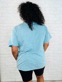 Casual Basic Drop Shoulder Oversized Tee in Dusty Teal