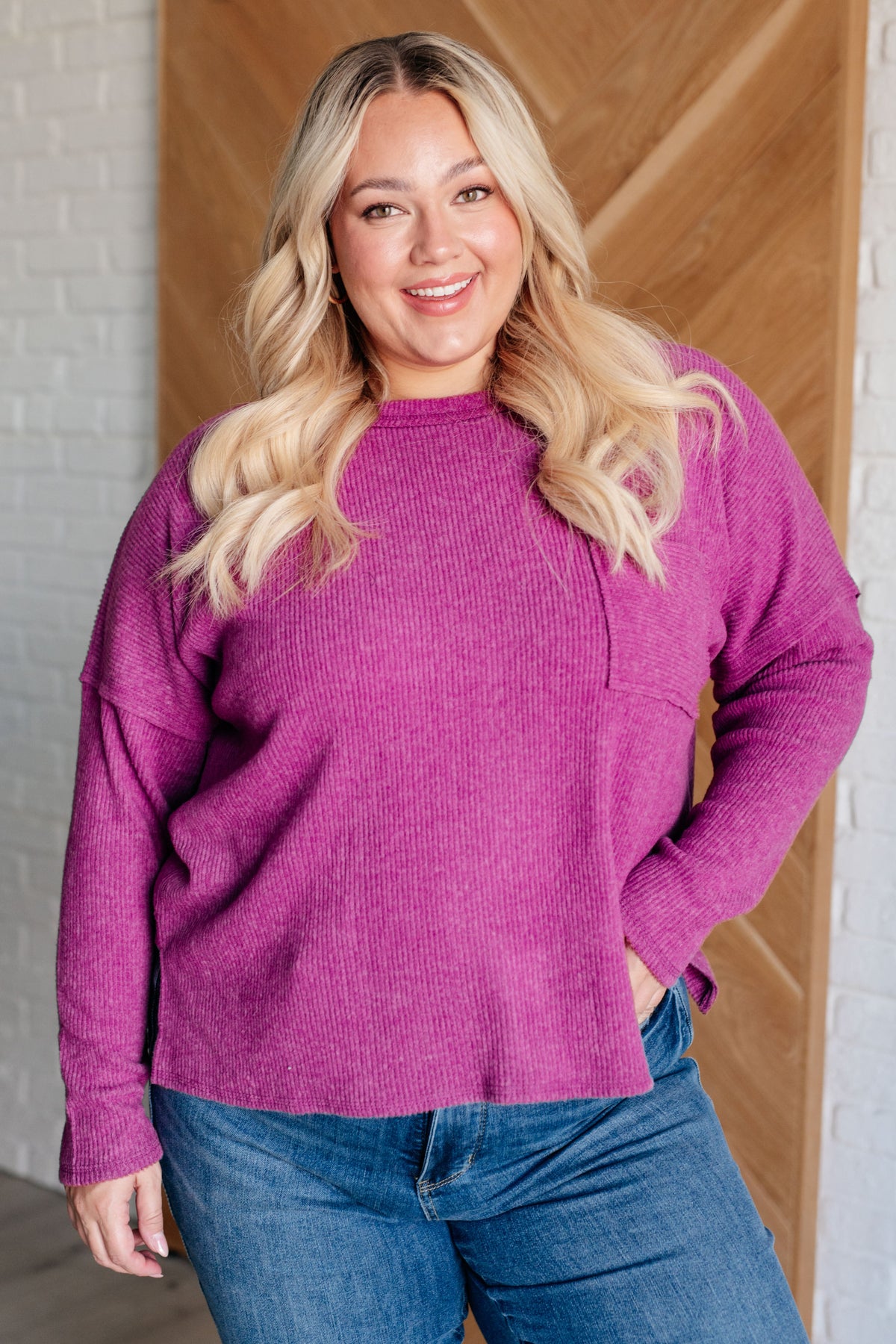 Casual Tuesday Ribbed Knit Sweater in Light Plum