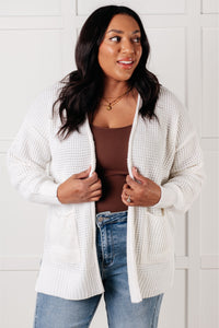 Everything Layer Waffle Knit Open Front Cardigan in Ivory