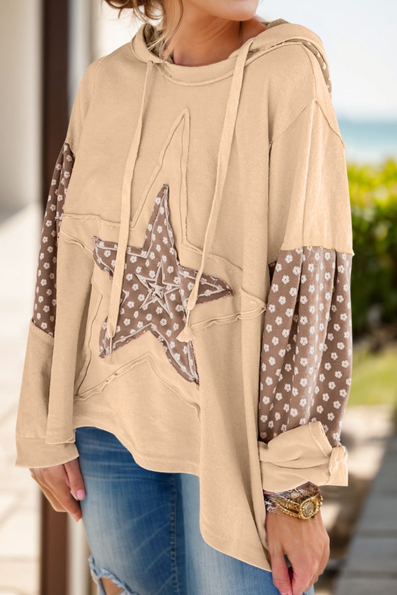 Amara Drawstring Star Hoodie  In Multi Colors