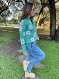 Flower Power Half Zip Sweater In Multi Colors