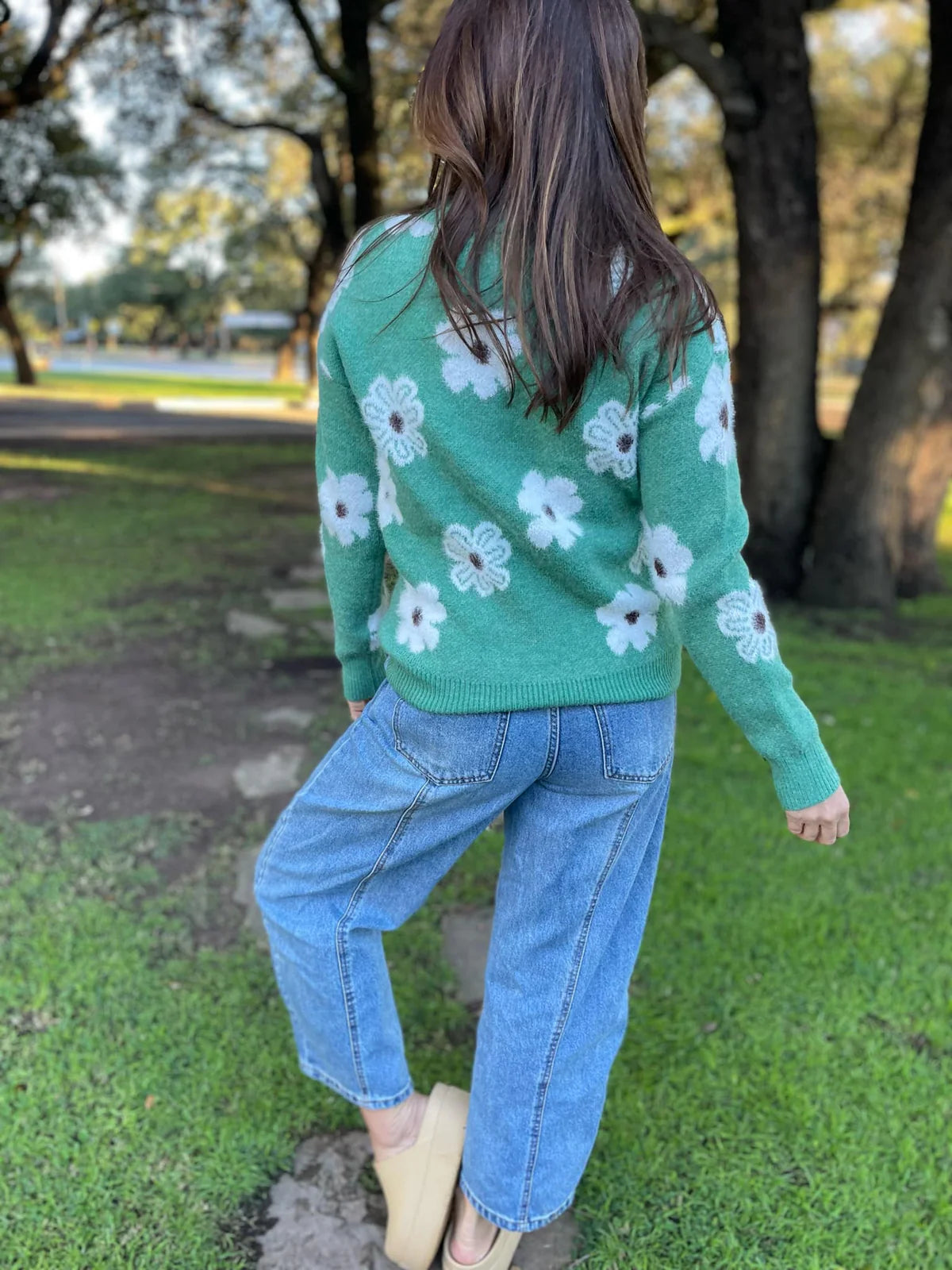 Flower Power Half Zip Sweater In Multi Colors