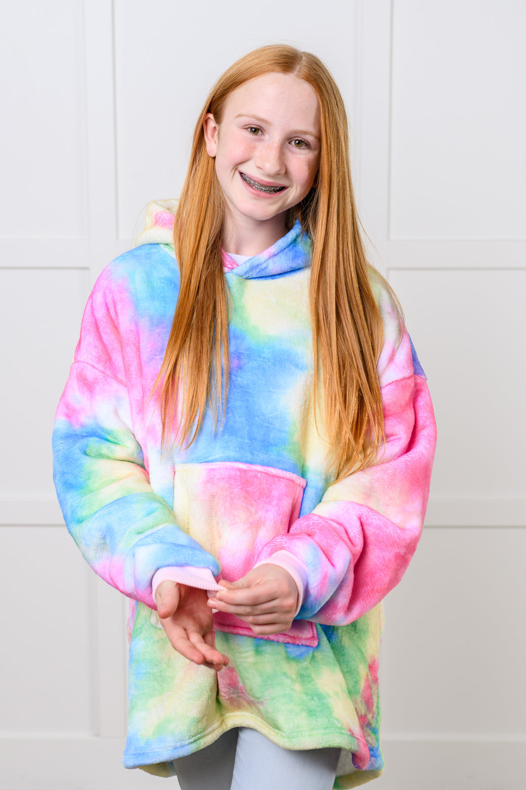 Kids Oversized Hoodie Blanket in Rainbow