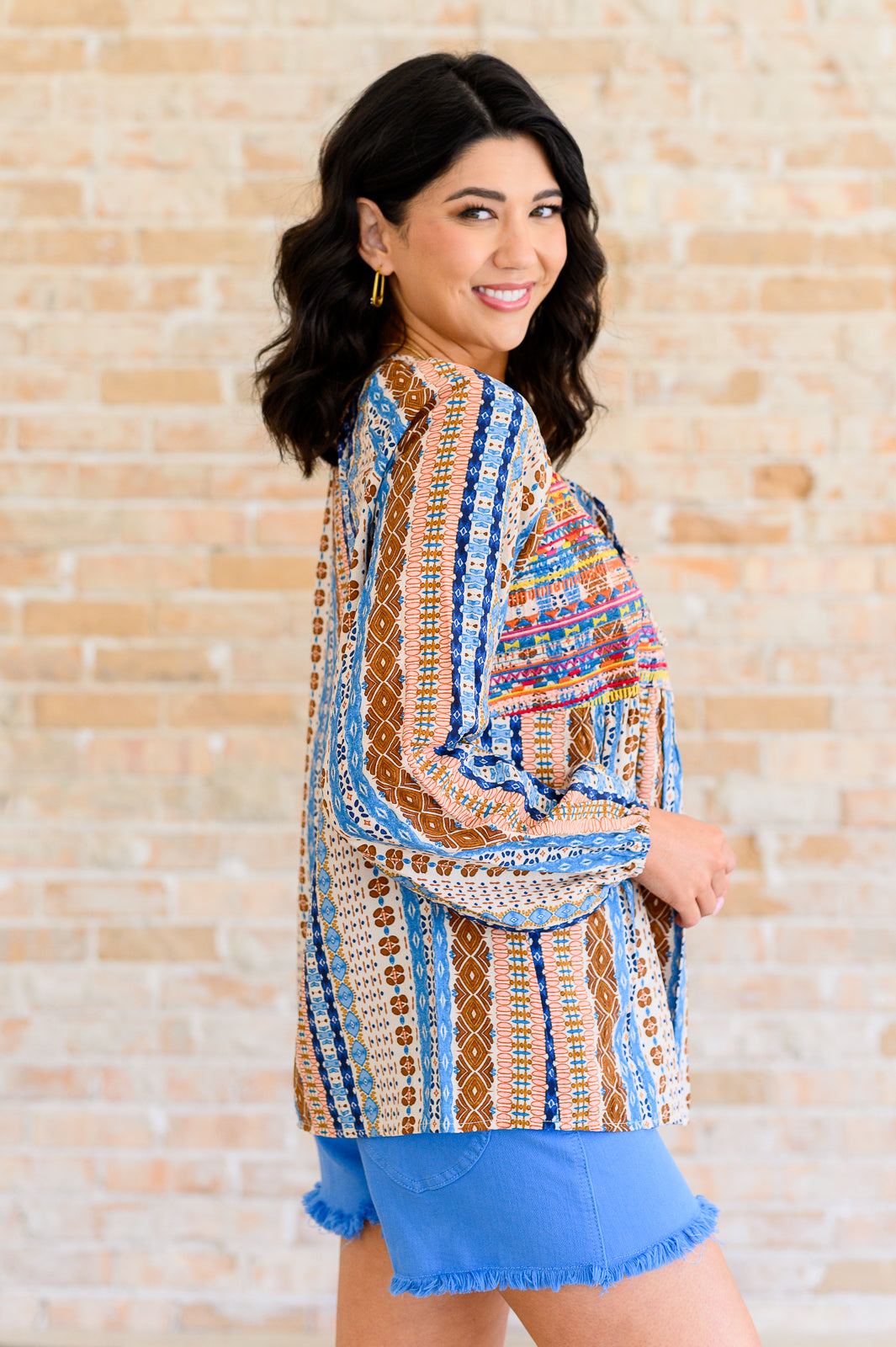 Open Sky Boho Tunic in Navy Mauve