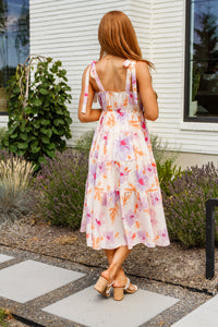 Pastel Petals Floral Midi Dress