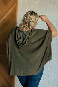 Perfectly Poised Hooded Poncho in Olive