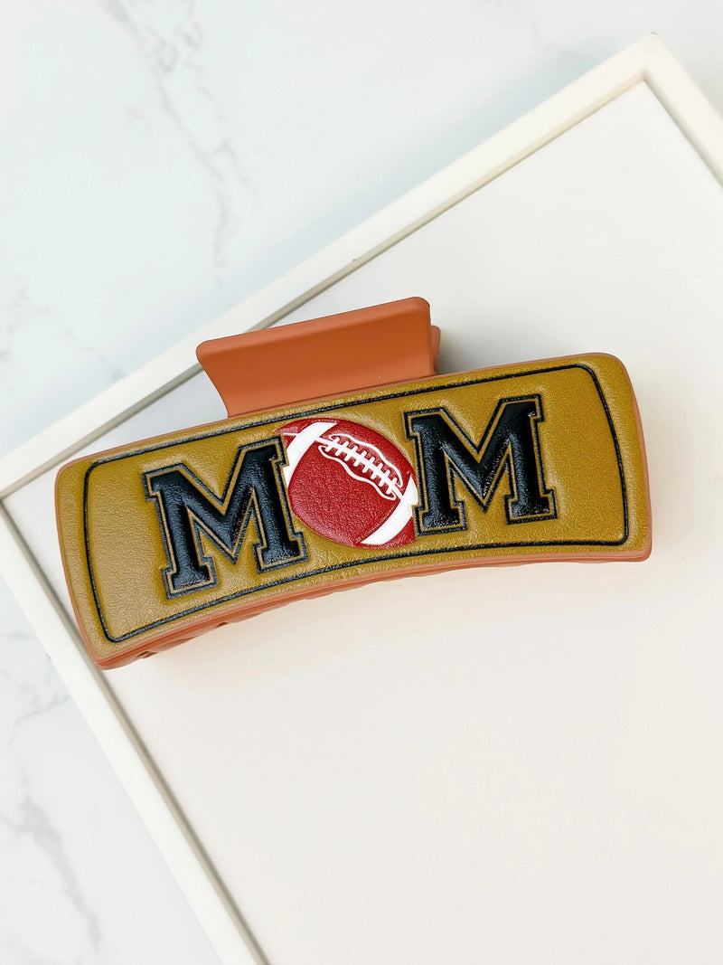 PREORDER: Sports 'MOM' Leather Claw Clip