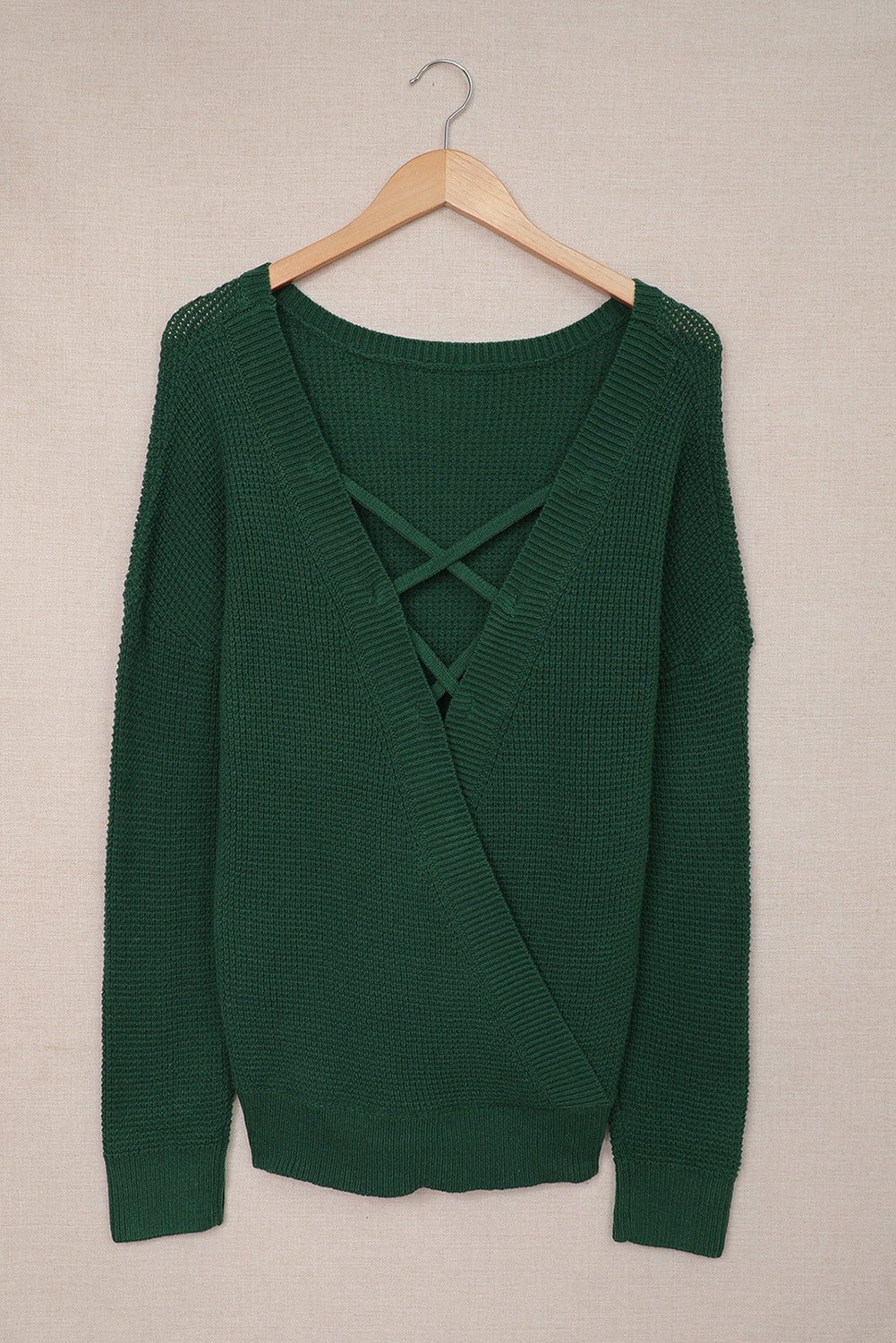 Crisscross Back Boat Neck Sweater In Multi Colors