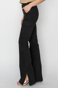 Risen Remi High Rise Side Slit Cargo Bootcut Jeans