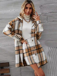 Mariana Plaid Button Up Coat and Skirt Set