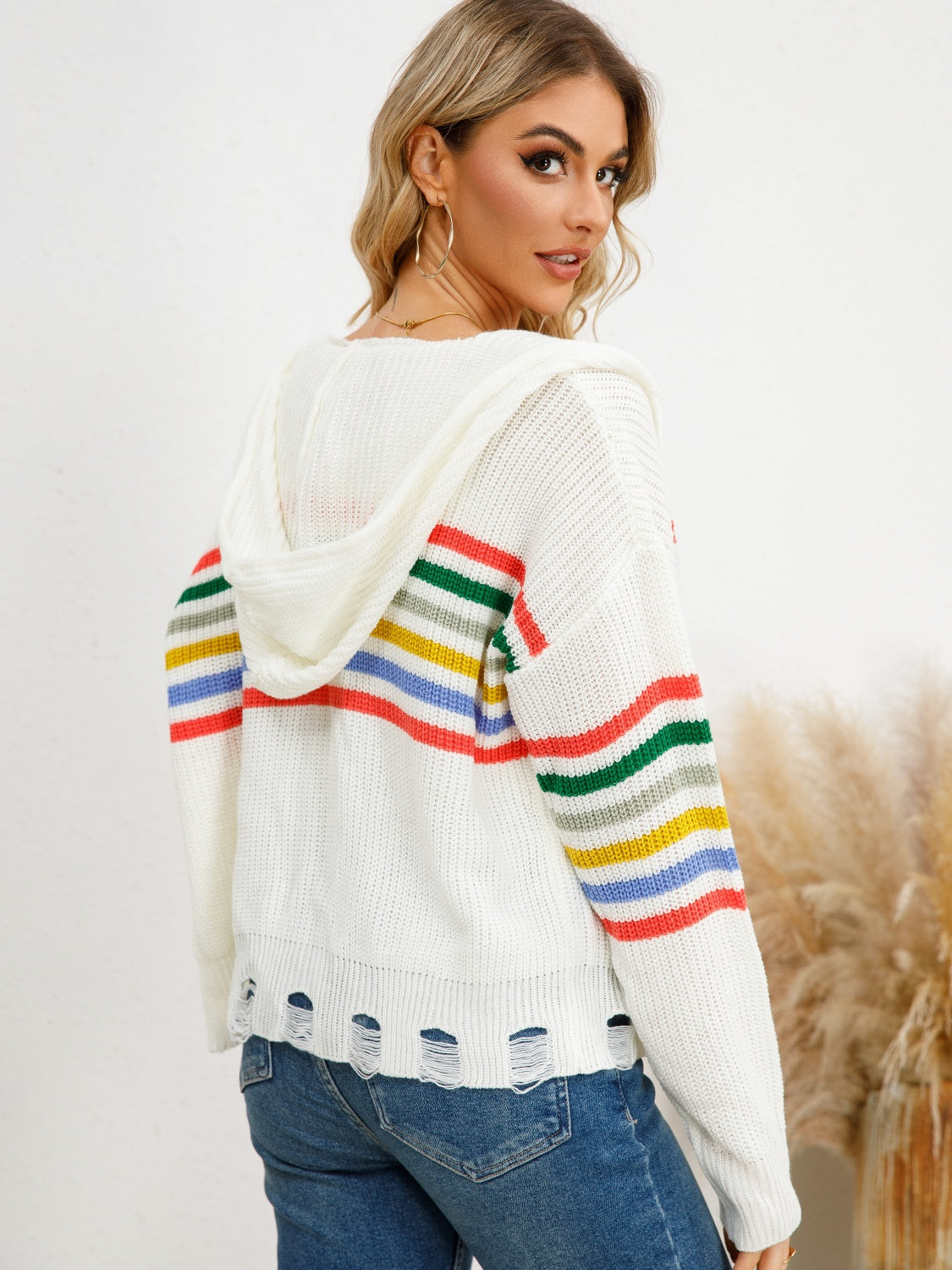 Norah Striped Hooded Cardigan