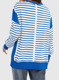 Clara Slit Exposed Seam Striped Sweatshirt In Multi Colors