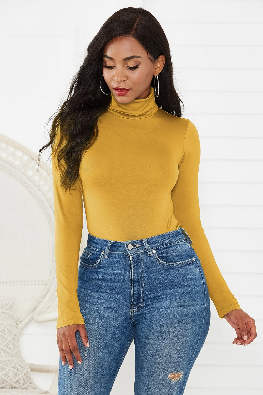 Zara Long Sleeve Turtleneck Bodysuit In 12 Colors