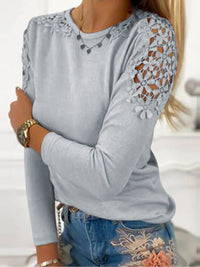 Cutout Round Neck Top In Multi Colors