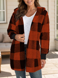 Isabella Plaid Hooded Coat In Multi Colors