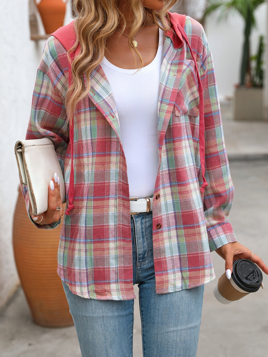 Aurora Plaid Hooded Jacket