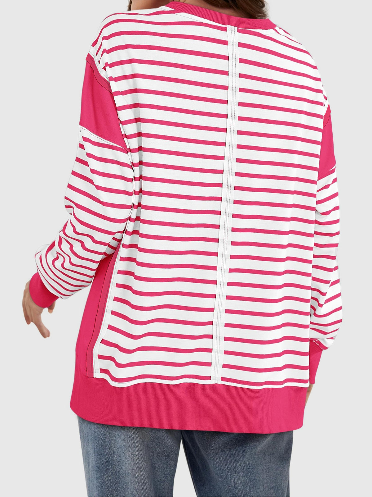 Clara Slit Exposed Seam Striped Sweatshirt In Multi Colors