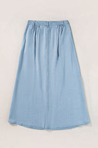 Melody Snap Down High Waist Denim Skirt