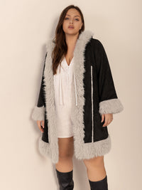 Rylee Plus Size Fuzzy Trim Hooded Coat