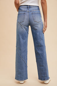 Decorative Seams Wide Leg Jeans