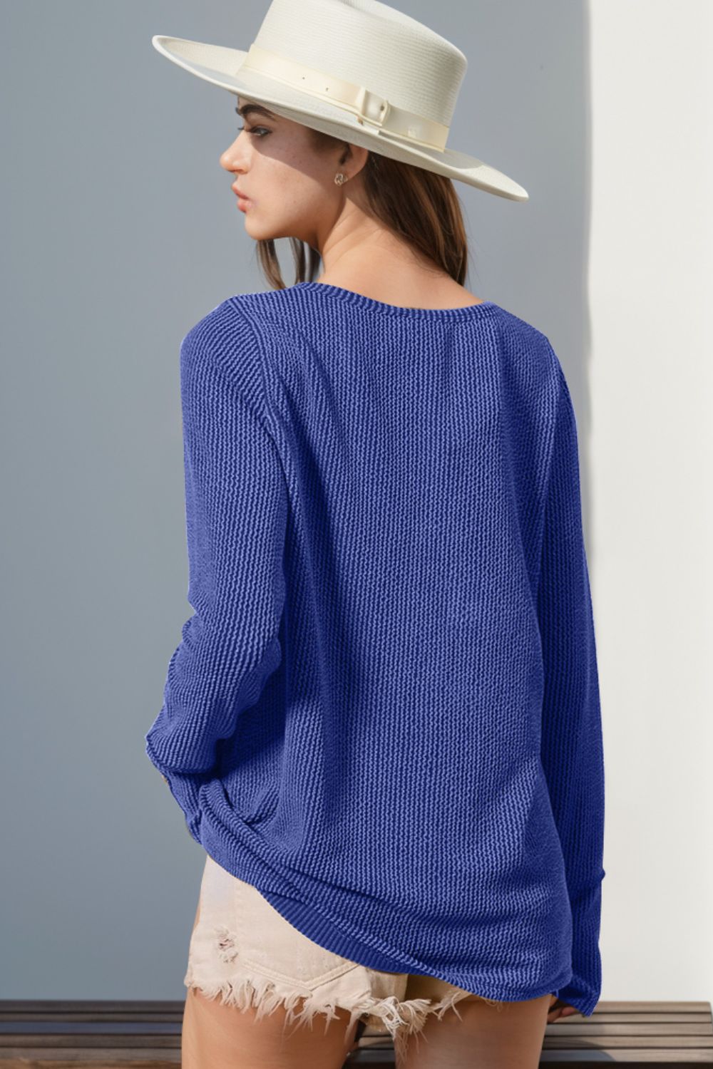 Notched Thumbhole Long Sleeve Tee