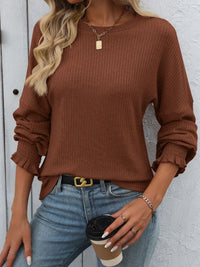 Genevieve Ribbed Top In Multi Colors