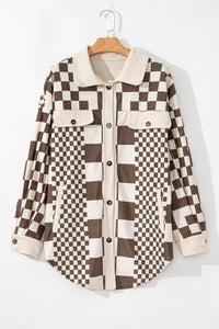 Eliza Plus Size Checkered Button Up Jacket