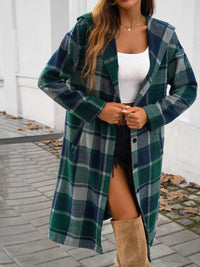 Morgan Plaid Hooded Coat In Multi Colors