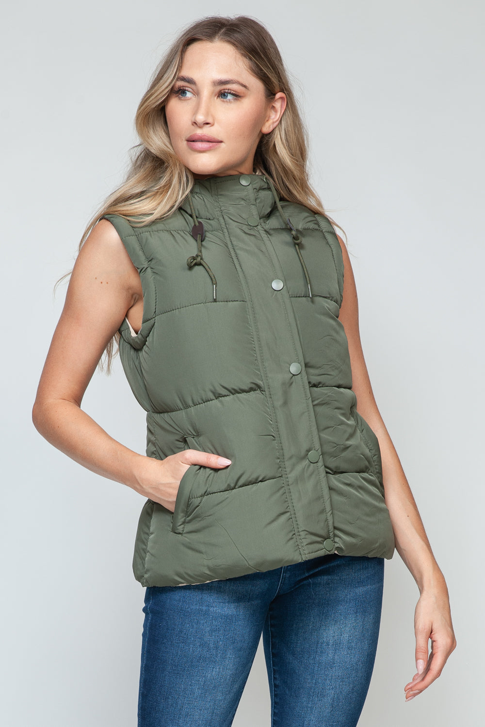 Emery Snap and Zip Closure Hooded Vest