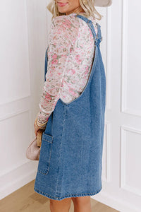 Lilly Square Neck Wide Strap Denim Overall Dress