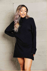 Harmony Turtleneck Sweater Dress In Multi Colors