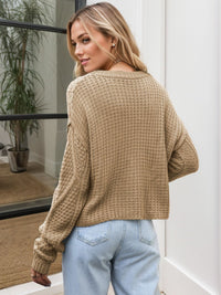 Cable-Knit Dropped Shoulder Sweater In Multi Colors