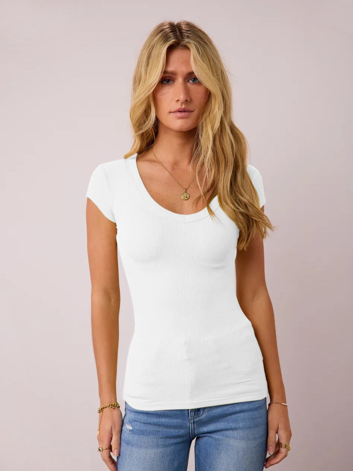 Olivia Scoop Neck Cap Sleeve Top