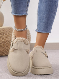 Thermal Fuzzy Buckle Platform Slippers In Multi Colors