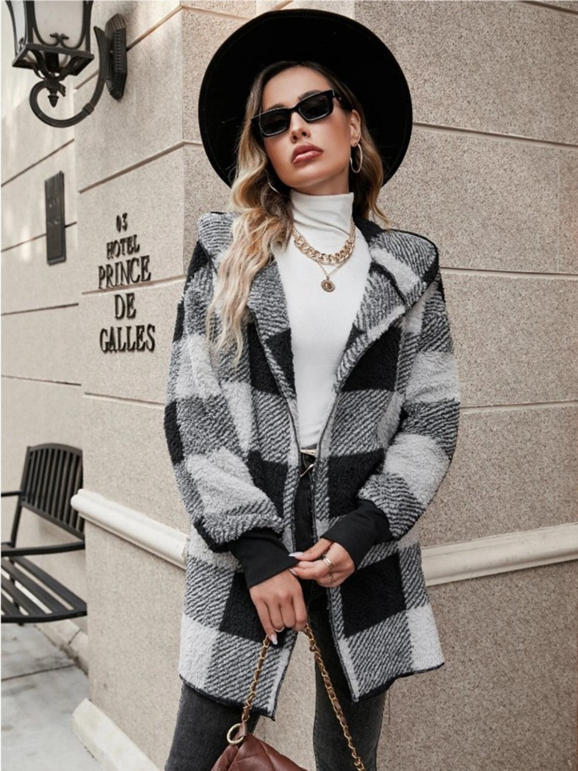 Isabella Plaid Hooded Coat In Multi Colors