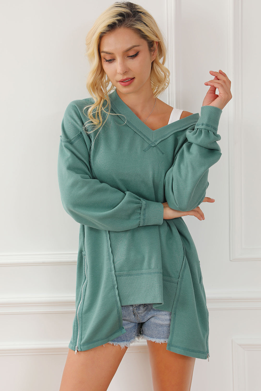 Kailee Exposed Seam Zip Sweatshirt